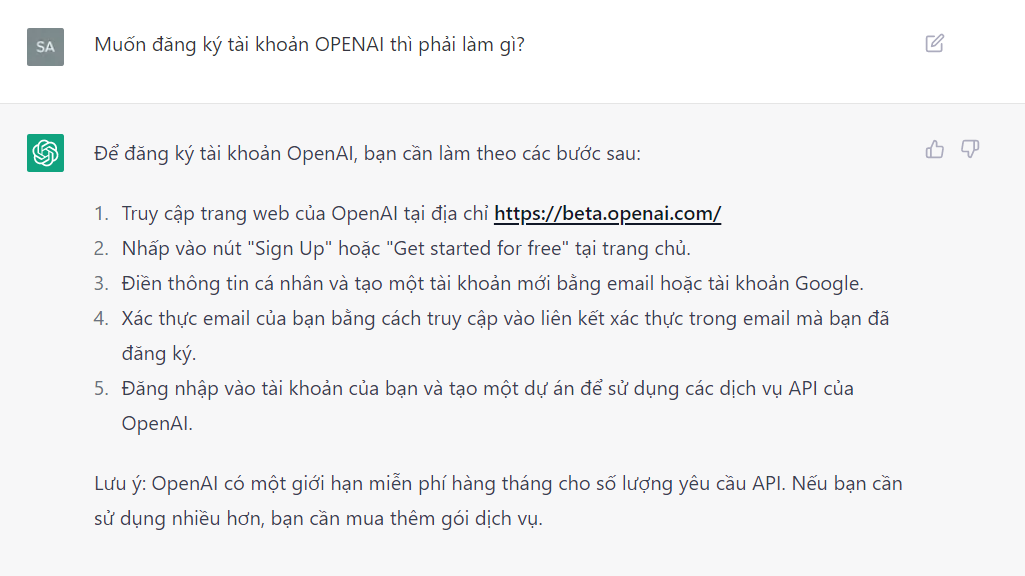 Làm theo hướng dẫn đăng ký tài khoản chatGPT của OpenAI